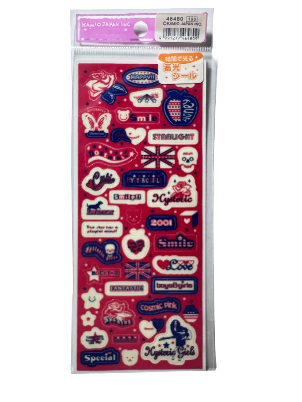 Vintage Kamio Petit Drop Stickers Japan GITD Luminous Glow Red Blue Y2K 2001